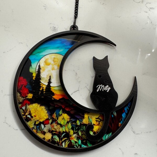 NAZENTI Pet Memorial Suncatcher - Custom Name Sympathy Gift For Cat Loss, Christmas Ornament