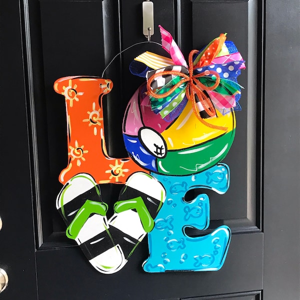 Summer Sign | Flip Flop Door Hanger | Wooden Sign | Hand Painted Sign ...