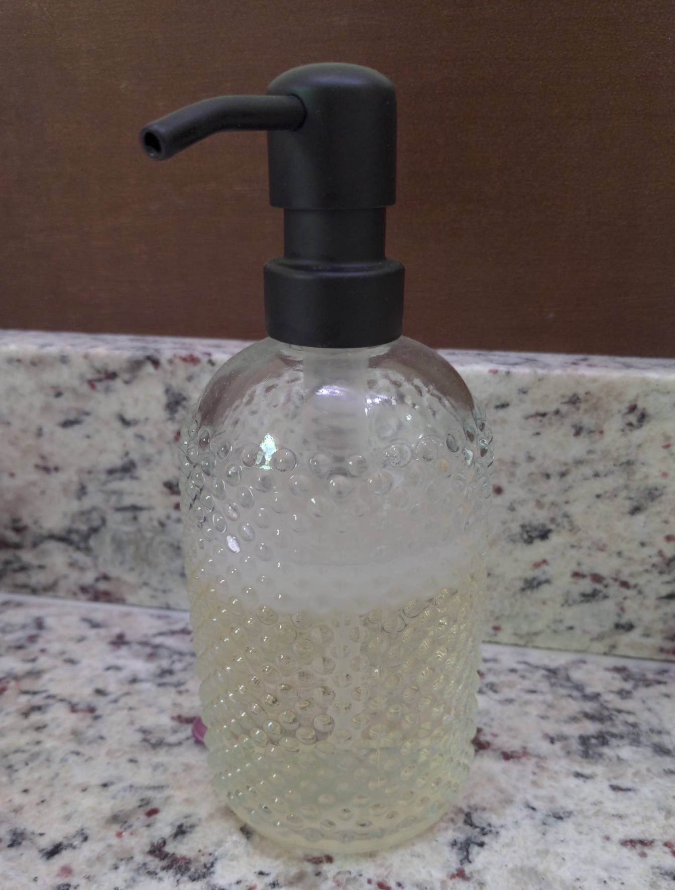 Vintage 14 oz. Glass Liquid Soap Dispenser Bottle | Refillable | Hand Soap or Dish Soap | 304 Stainless Steel Metal Pump | Gift | Apothecary