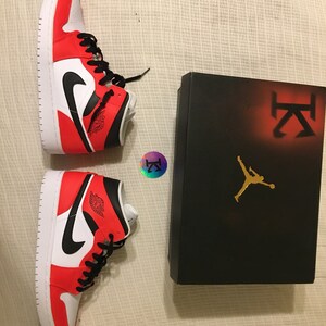 NIKE AIR JORDAN 1 MID Chicagoカスタム Custom Shoes] Jordan 1 Mid 2020 White Heel to Chicago Custom