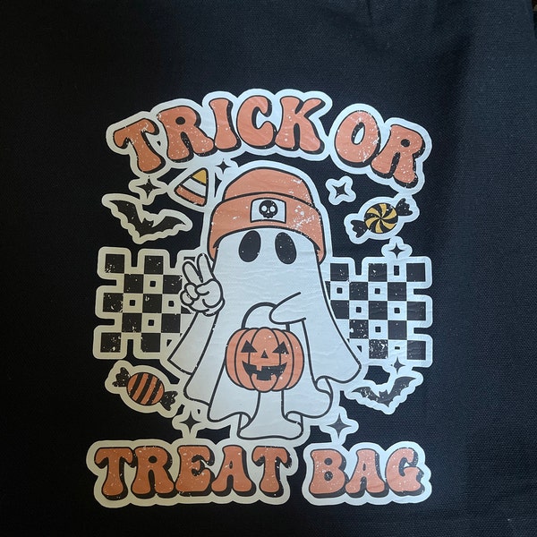 Trick or Treat Bag SVG, Kids Halloween Svg, Retro Ghost Png, Bag of ...