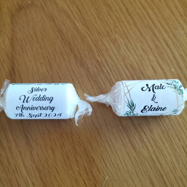 25/50/100 Personalised Mini Love Heart Sweet Wrappers Stickers - Foto 5