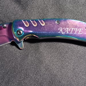 Holographic Pocket Knife, Personalized Small Clip Knife Gift for ...