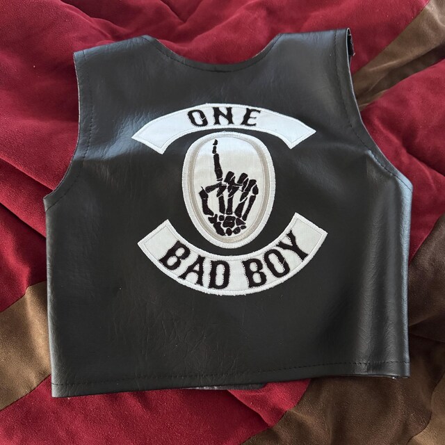 ONE Bad Boy Birthday Vest - 1st Birthday Outfit - Biker Faux