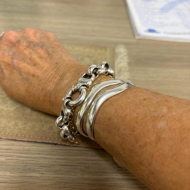 Wavy Antique Silver Open Cuff Bracelet• Sturdy Silver