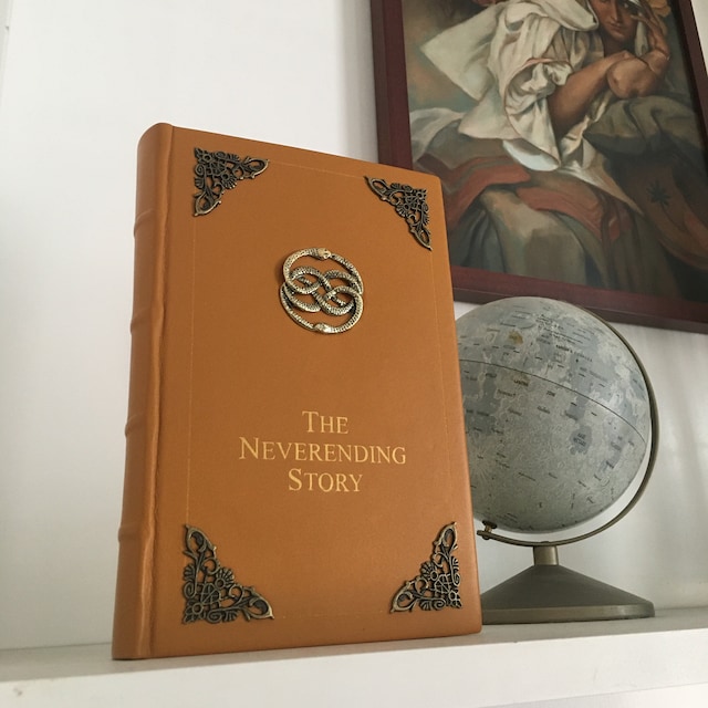 Leather Bound Neverending Story, the Neverending Story Book-cosplay,  Bastian Book, Ren Faire, Never Ending Cosplay, Metal Auryn 
