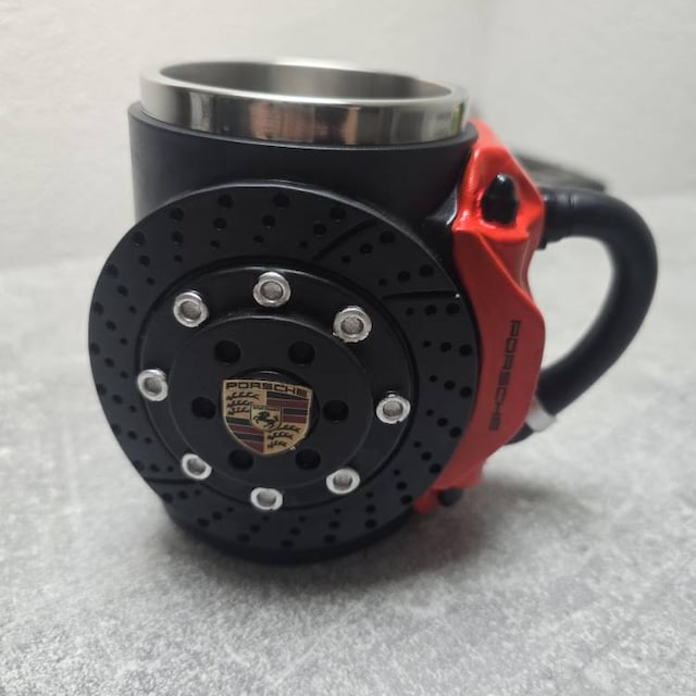 Tasse Rigolote étrier De Frein - Gobelet Bière Résine Et Inox Rouge - Cadeau Auto