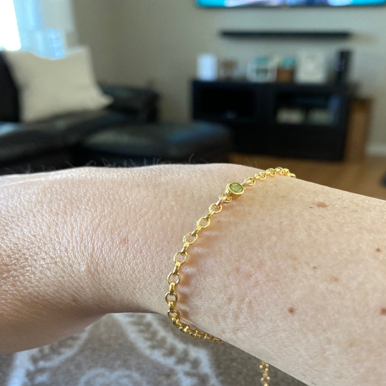 Personalized Minimalist Genuine Birthstone Bracelet • Danique Jewelry Custom Family Bracelet • 925 Christmas Gift for Mom and Grandma [MNB]