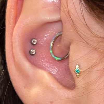 14k Solid Gold Heart Rook Earring Heart Rook Piercing Diamond Curved ...