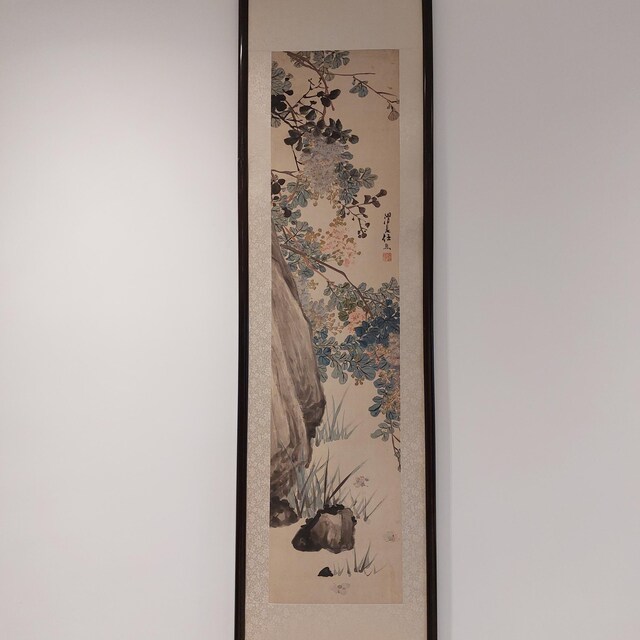 ライラックと蓮、縦長の花の絵画 2 枚セット、中国の水墨画、手作りの