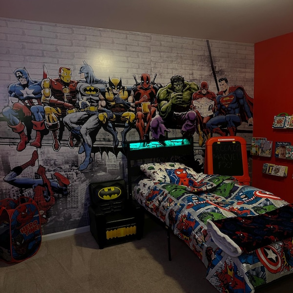 Kid Room Wallpaper | Superhero Wall Decal | Peel and Stick | Removable ...