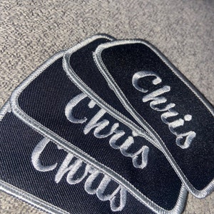 Custom Patches Embroidered Custom Embroidered Name Tag Sew-On Patch | Motorcycle Biker MC Badge 4" X 2" | Made In USA | Parazon Brand Embroidered Sew - On Sewing Patches - Foto 12