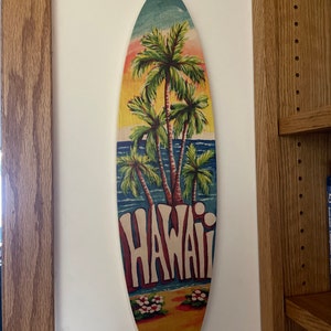 Hawaii Palms Surfboard - Beach, Tropical, Surf, Art, Hawaii Wall