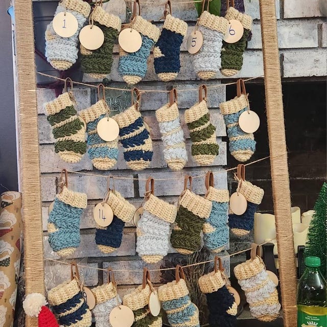 A customer's finished Wheat Stitch Mini Stocking Crochet Pattern