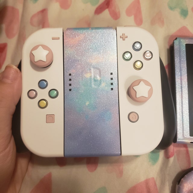 Custom Nintendo Switch Joycon White Shell With Sakura Pink