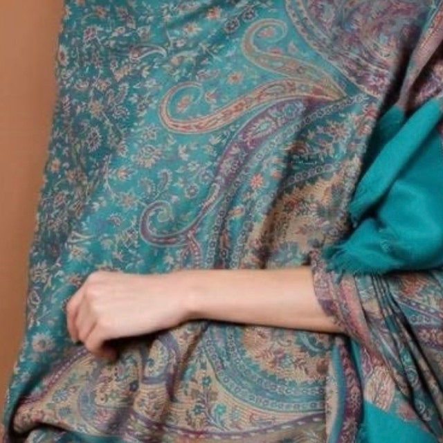 Kashmiri Shawls カシミヤショール ネイビー Black Kashmiri Pashmina Wool Shawl Handmade Blue Kashmiri