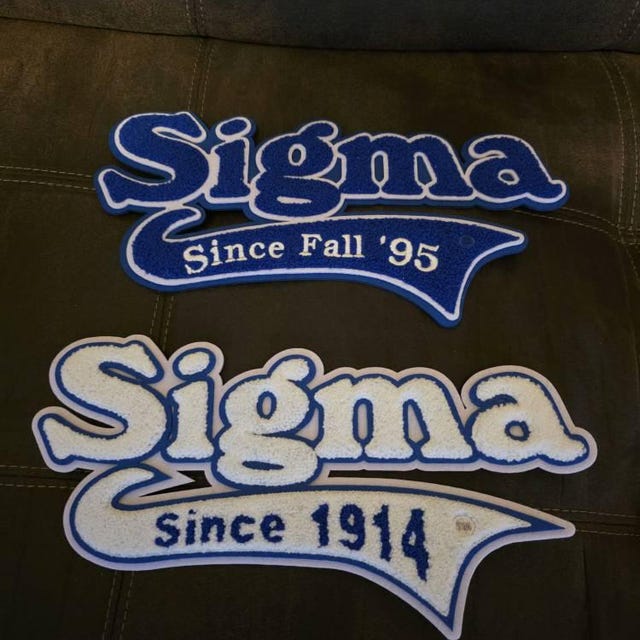Sigma Since 1914; Blue and White; 11.5
