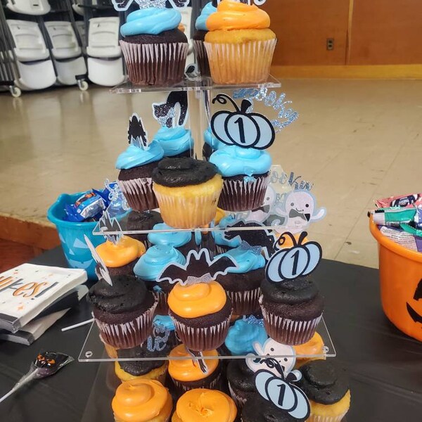 24 Stück Halloween-Cupcake-Aufsätze Mit Glitzer – Gruselige Geister-Motive, Für Mottoparty, Babyparty, Geburtstag