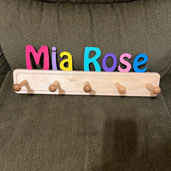 Colorful Kids Coat Rack With Personalized Name - Fast Delivery - Etsy