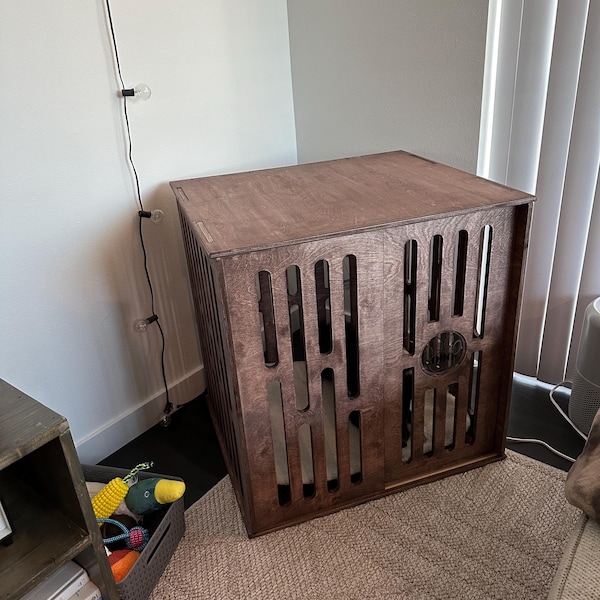 Illustration of Wooden Dog Crate Bed With Shelf