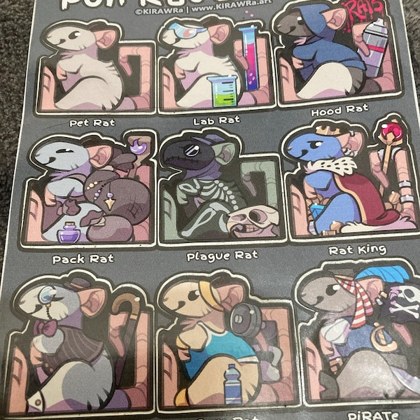 Lab Rats Stickers Pun Rats Sticker Sheet || 9 Stickers Vinyl Rat Joke Funny Animal Mice ...
