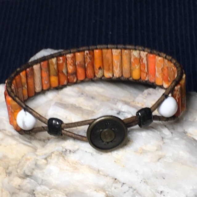 Imperial Jasper 4x13mm Column Sea Sediment Jasper Orange Dyed