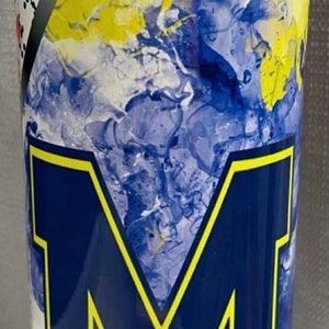 20 Oz Skinny Tumbler Wrap With 4 Photo Pictures Blue Seamless Pattern ...