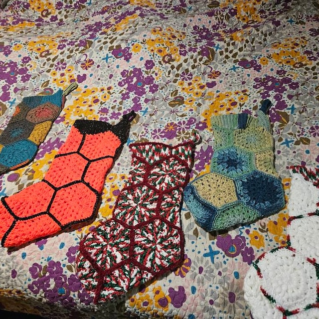 A customer's finished Hexagon Granny Stocking Crochet Pattern