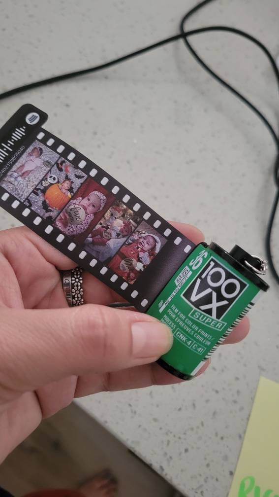 Customizable Film Photo Keychain with Music Code ,Personalize with 5-15 Photos,Camera Roll Gift,Gift for Boyfriend, Family , Memory Gift