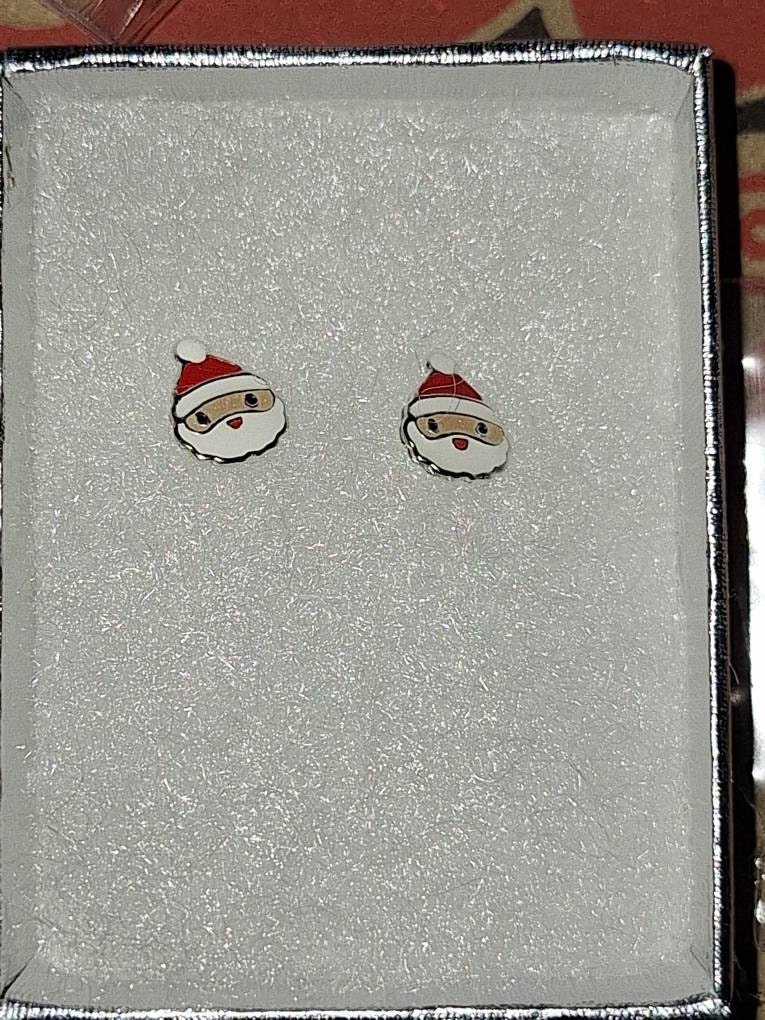925 Sterling Silver Chirstmas Earrings Studs One Pair or Set of Three Gift Women Kids Girls