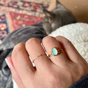 Customer photo from Angelina, Oval Rosecut Raw Aquamarine Ring, Aquamarine Jewelry, Gold Ring,