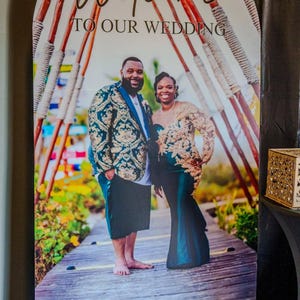 Welcome to Our Wedding Photo Backdrop - Custom Photo Backdrop - Photo Arch - Photo Backdrop - Lifesize Photo Backdrop - Wedding Welcome Sign
