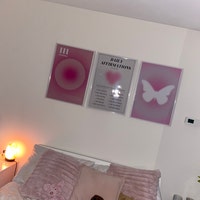 Pink Aura Poster Set, Set of 3 Affirmation Poster, Trust Graident ...