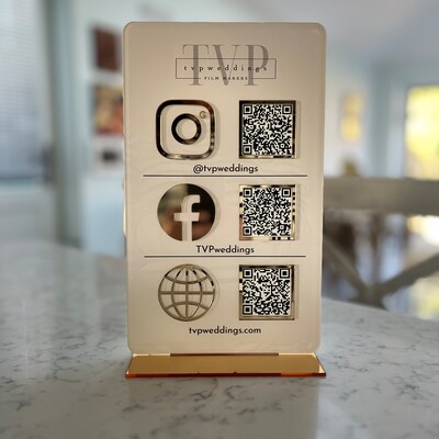 Triple Icon and QR Code Instagram Business Social Media Sign Salon Sign ...