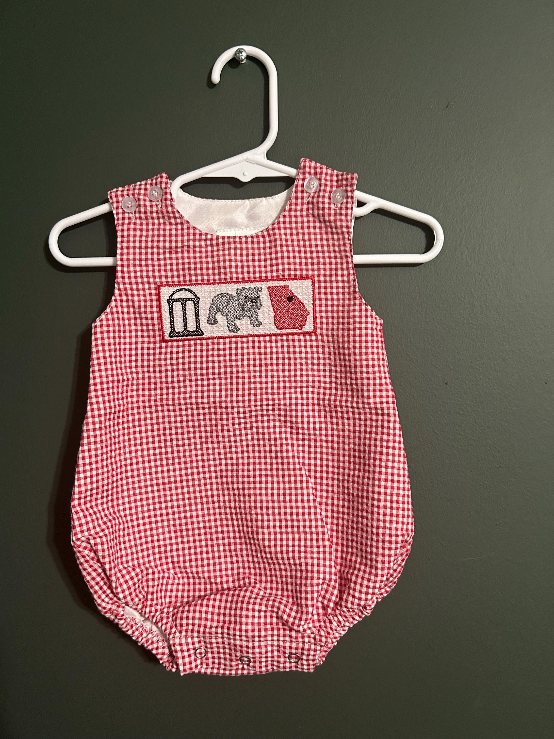 Baby Boy Red Gingham Seersucker Bubble