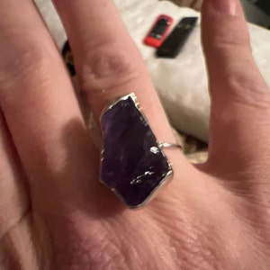 Customer photo from Cinnamom, Vertical Silver Raw Amethyst Ring, Sterling SIlver Ring,