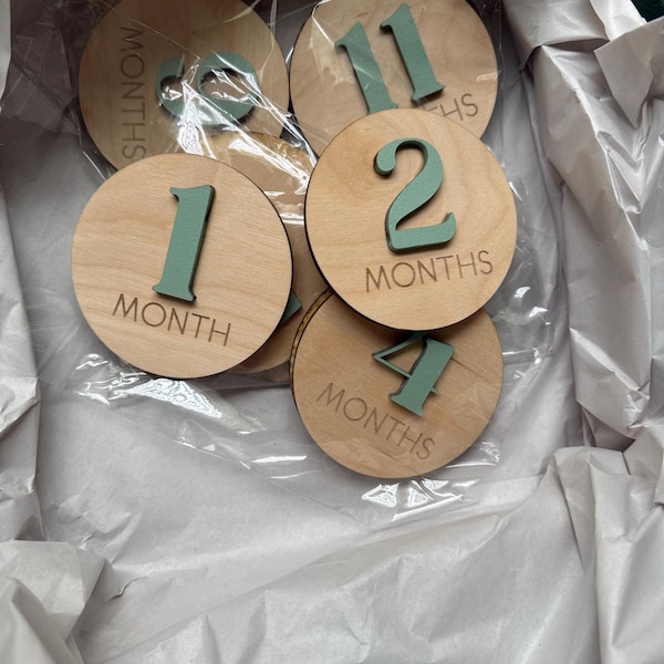 Monthly Milestone Cards for Baby Photos | 3D Wood Engraved Monthly ...