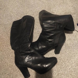 vintage black knee high boots