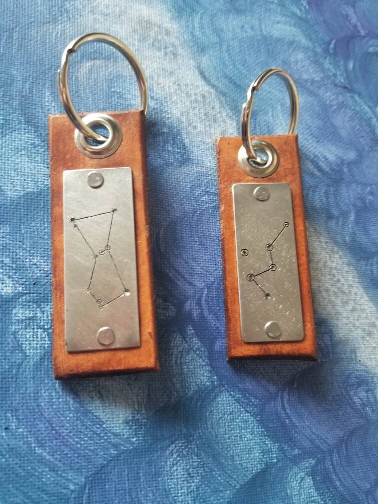 Orion Constellation Leather Tag Keychain Personalized Leather Etsy