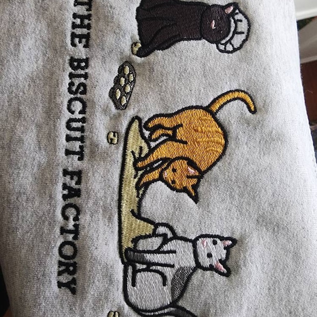 Embroidered Cat Biscuit Sweatshirt - Etsy