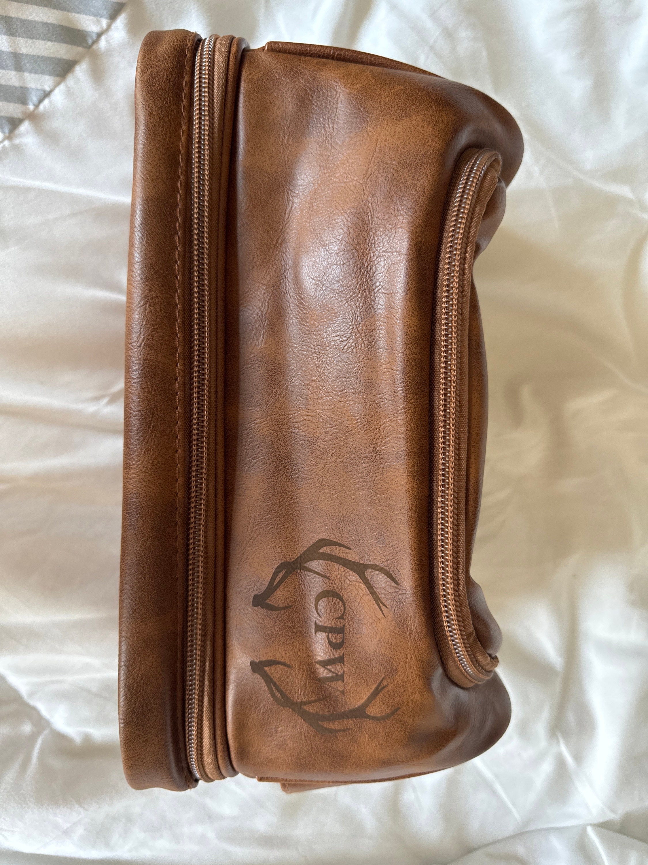Personalized Travel Bag For Men, Faux Leather Hanging Toiletry Bag, Dopp Kits Personalized, Custom Gift For Men, Groomsmen Dopp Kit For Him