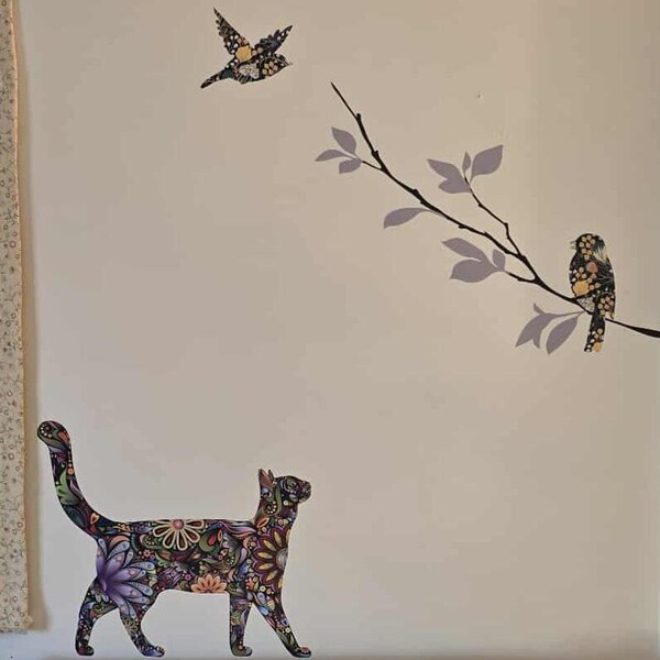 Birds and Tree Branch Wall Decal Set, Floral Harvest Pattern - Etsy