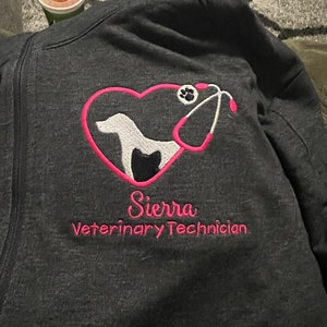 Gift for Vet Student Graduate, Full Zip Jacket With Pockets or ...
