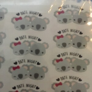 45 Cute Koko the Koala 'date Night' Planner Stickers - Etsy