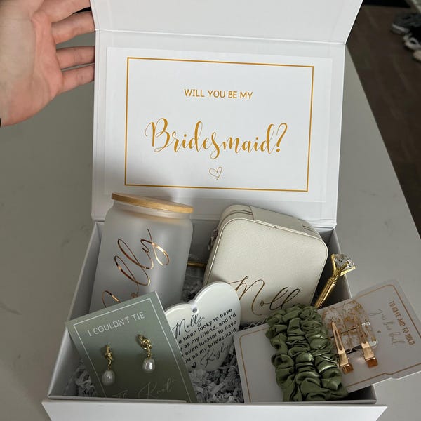 Custom Bridesmaid Proposal Box Personalized Gift Blush Will You Be My ...