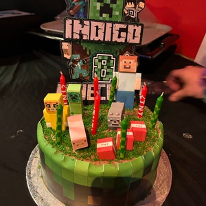 Minecraft Pixel Tiles Icing Sheet Cake Wrap 