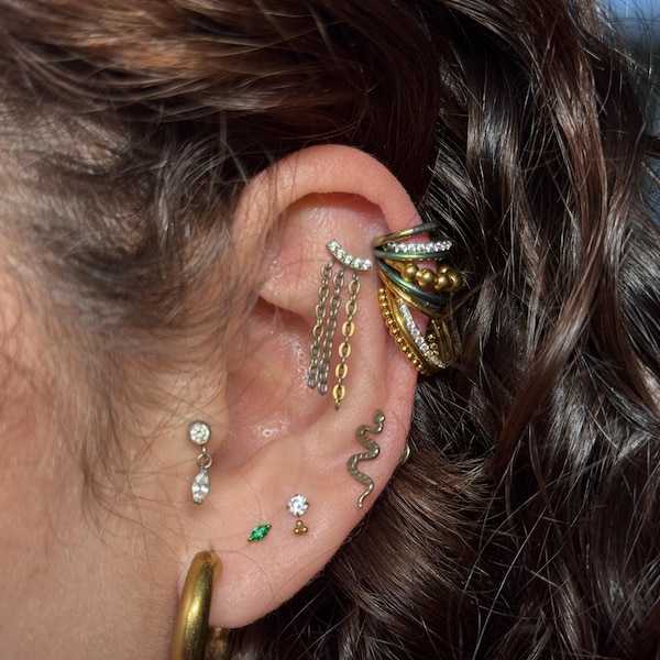 Triple Stack Conch Clicker, Gem Smooth Bead, G23 Titanium Conch, Gold ...