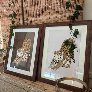 Stretching Tiger Art Print A4 - Illustration - Poster - Wall Art
