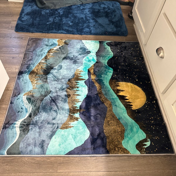 Sea View Rug, Sea Landscape Rug, Ocean Rug, Blue Rug, Home Decor Rug ...