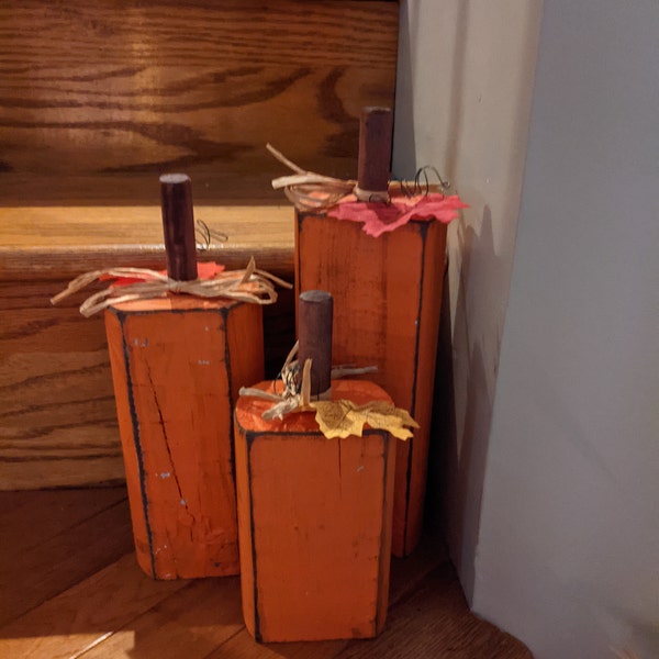 Rustic Wooden Pumpkins, Pumpkin Decor, Rustic Thanksgiving Decor ...